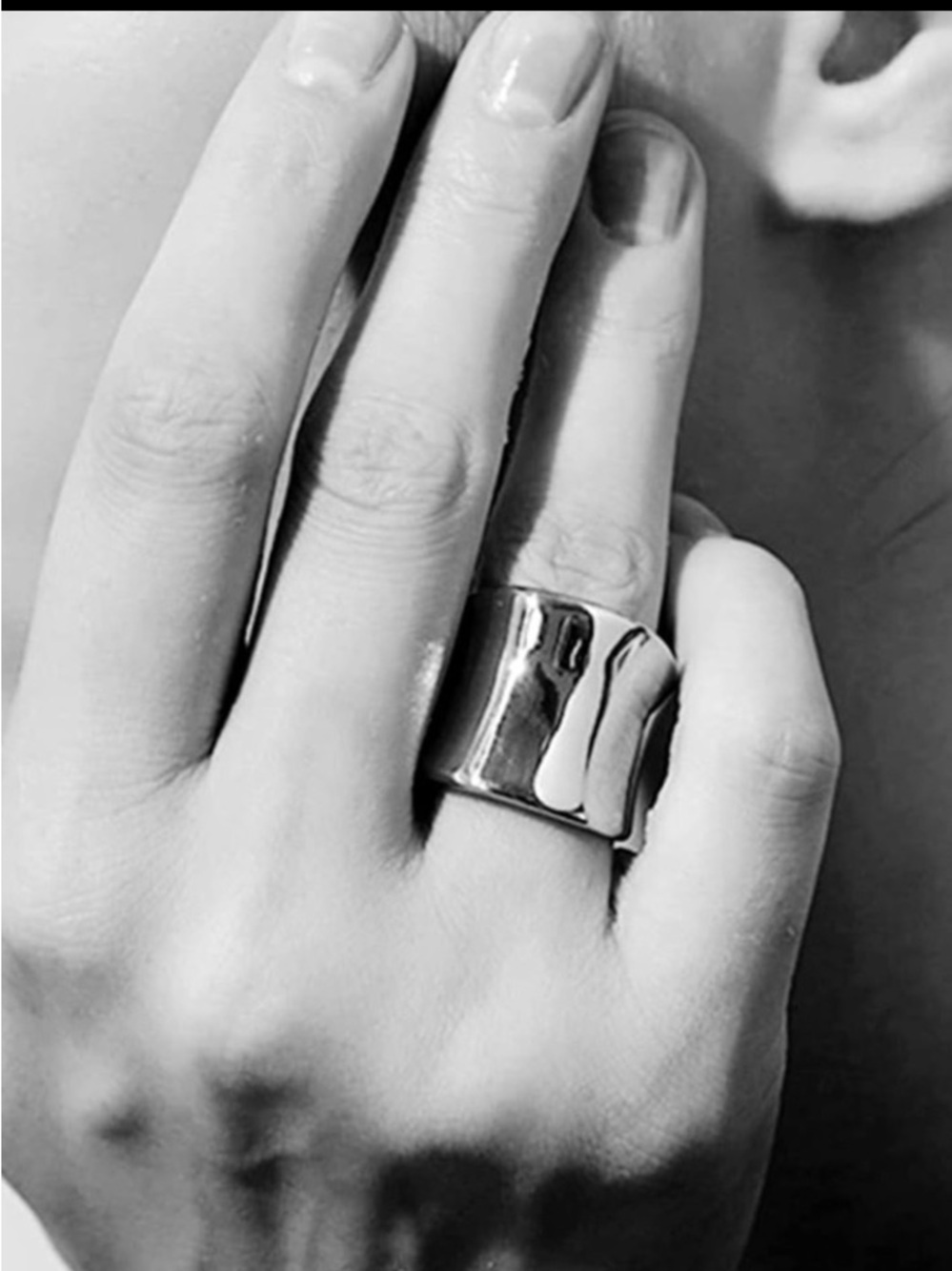 Sleek Silver Statement Ring 20mm Width Stainless Steel